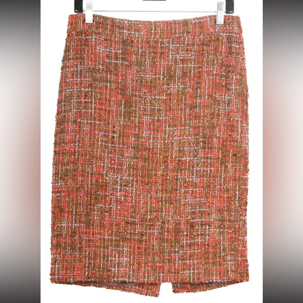 J. Crew Women’s Skirt 4 Red Brown Purple Striped No 2 Pencil Lined